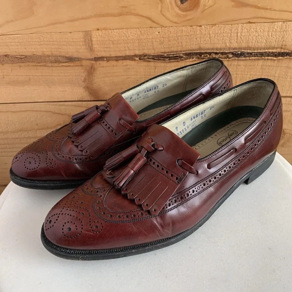 Florsheim Imperial Comfortech 9D Mens Wingtip Brogues‎ Tassel Burgundy Old Money